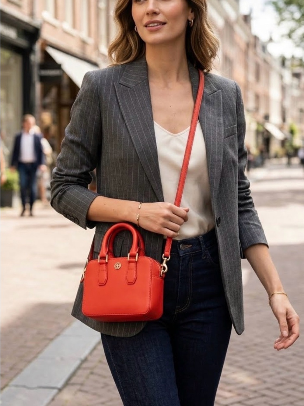 Tory Burch Coral-Red Mini Crossbody Box Bag - Picture 2 of 7